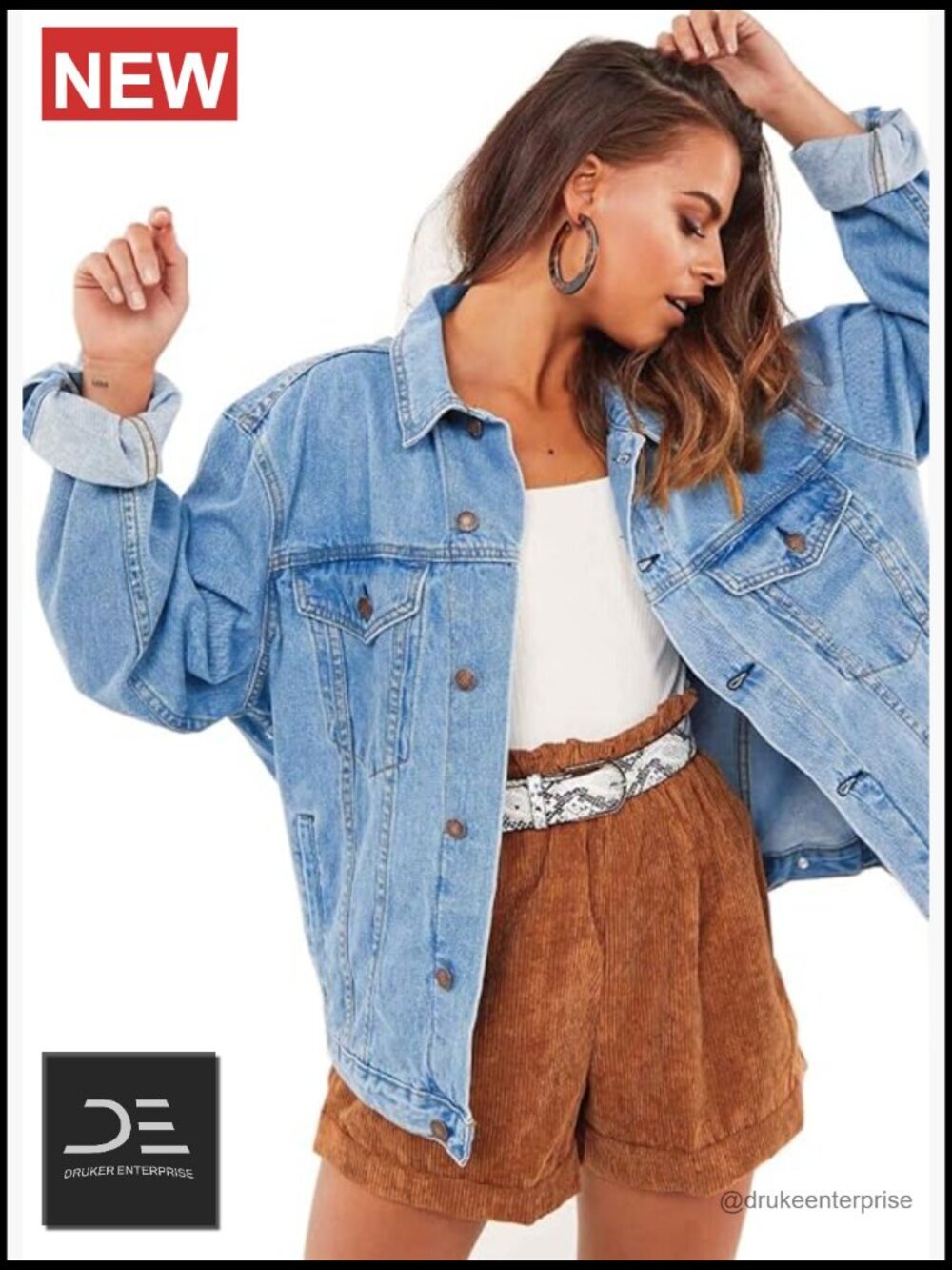 Oversized Vintage Denim Jacket Long Sleeve Boyfriend Coat
